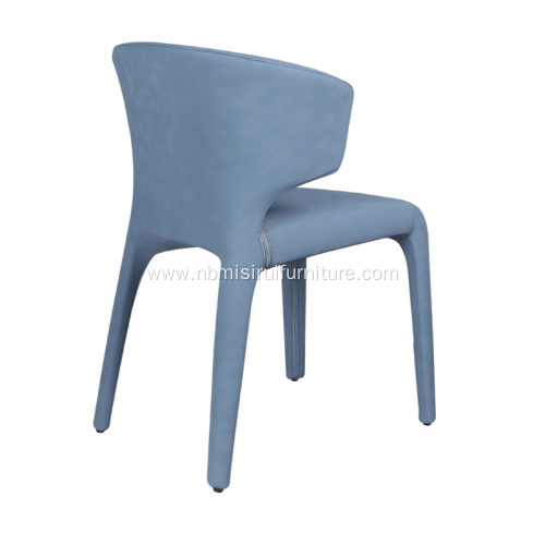 Blue faux leather injection mold foam dining chairs